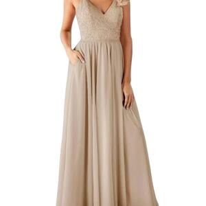 Kennedy Blue Cameron Maxi Dress Gown in Latte